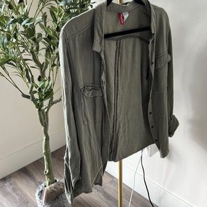 H&M Divided Army Green Button Shirt
